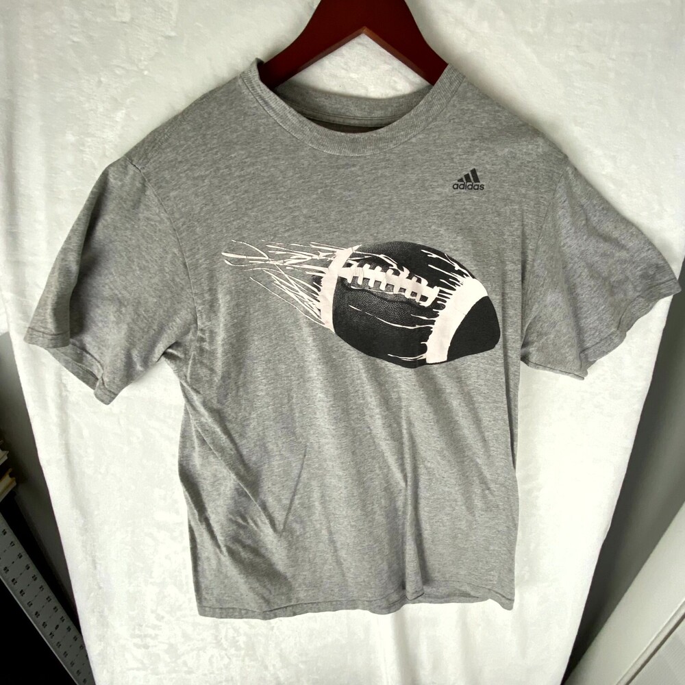 Adidas T-Shirt Men's XL Heather Gray Graphic American Football Cotton Pullover